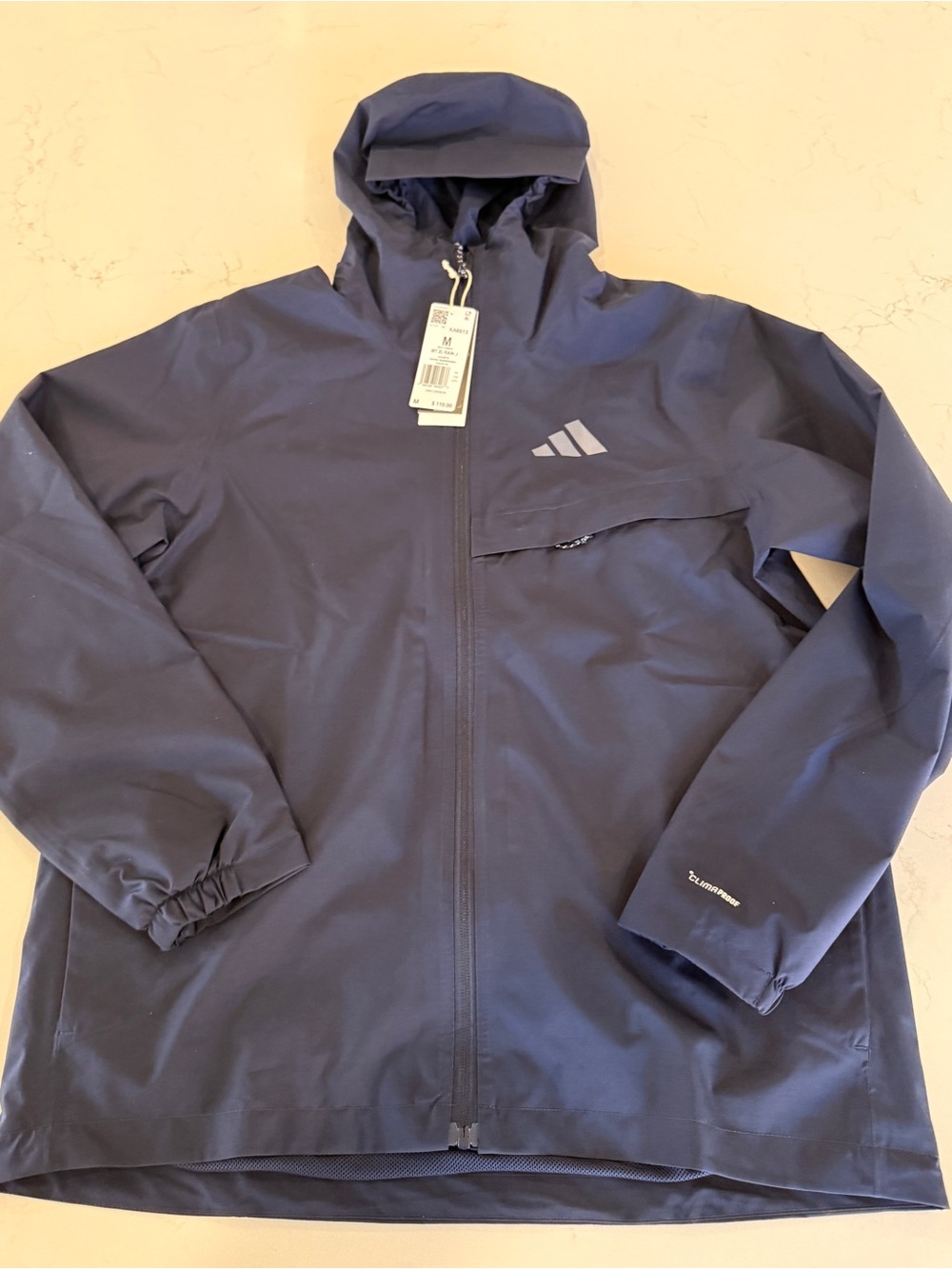 adidas Navy Hooded Performance Shell Jacket